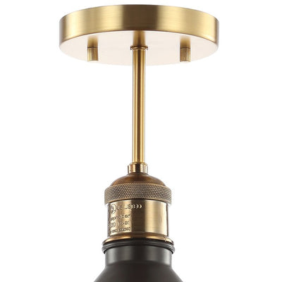 Nick Single-Light Semi-Flush Mount Ceiling Fixture - Oil Rubbed Bronze and Brass Gold