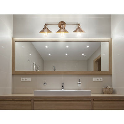 August Three-Light Bathroom Vanity Fixture - Brass Gold