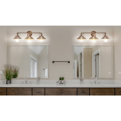 August Three-Light Bathroom Vanity Fixture - Brass Gold