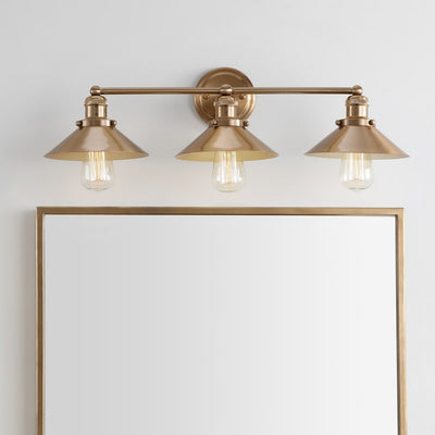 August Three-Light Bathroom Vanity Fixture - Brass Gold