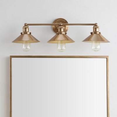 August Three-Light Bathroom Vanity Fixture - Brass Gold