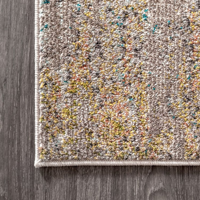 Contemporary POP Modern Abstract Vintage 108"L x 79"W Area Rug - Cream/Blue