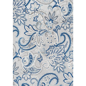 Gordes Paisley High-Low 120"L x 93"W Indoor/Outdoor Area Rug - Light Gray/Blue