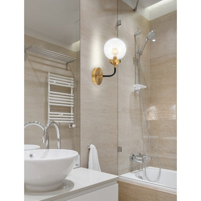 Caleb Single-Light Wall Sconce - Black and Brass Gold