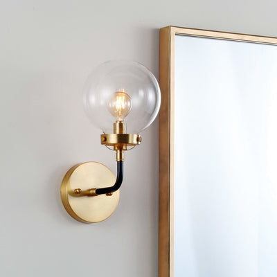 Caleb Single-Light Wall Sconce - Black and Brass Gold