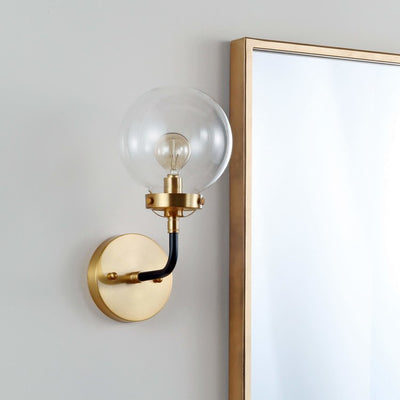 Caleb Single-Light Wall Sconce - Black and Brass Gold