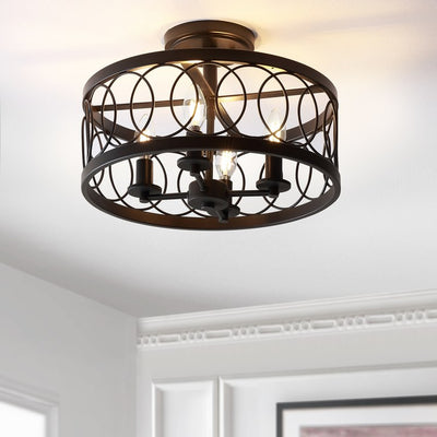 Sylvain Four-Light Semi-Flush Mount Ceiling Fixture - Oil Rubbed Bronze