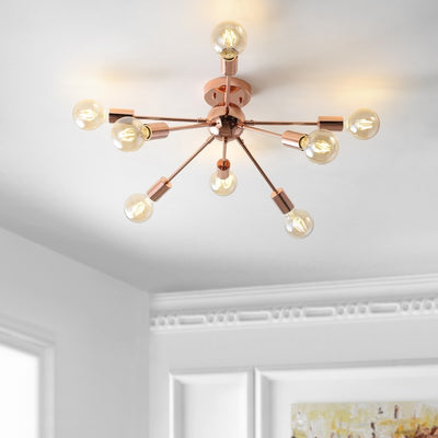 Copper Eight-Light LED Flush Mount Ceiling Fixture - Copper