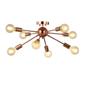 Copper Eight-Light LED Flush Mount Ceiling Fixture - Copper