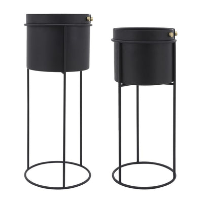 20"/24" Round Metal Planters Set of 2 - Black