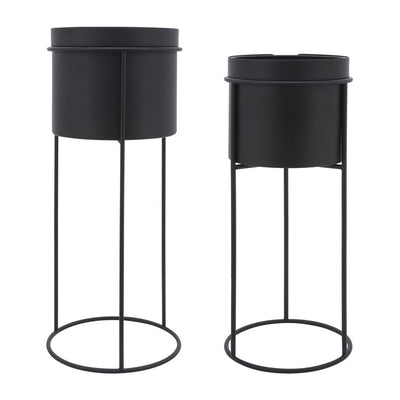 20"/24" Round Metal Planters Set of 2 - Black