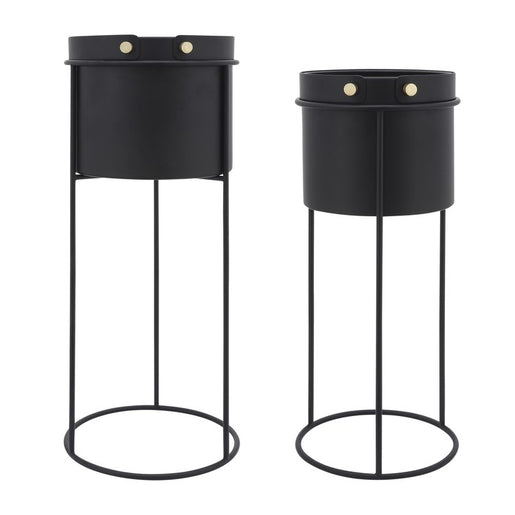 20"/24" Round Metal Planters Set of 2 - Black