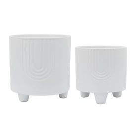 6"/8" Bravais Footed Ceramic Planters Set of 2 - White
