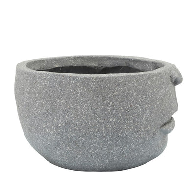 7" Polyresin Half-face Planter - Gray