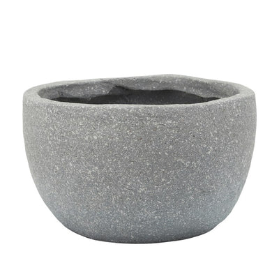 7" Polyresin Half-face Planter - Gray