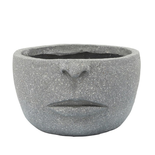 7" Polyresin Half-face Planter - Gray