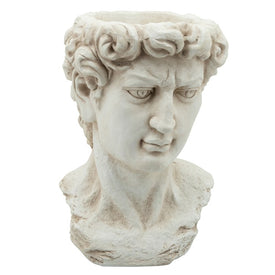 20" Polyresin Greek God Head Planter - Antique White