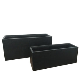 24"/28" Nested Rectangular Polyresin Planters Set of 2 - Black