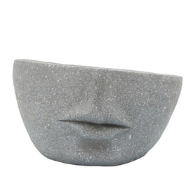 7" Polyresin Slanted Half Face Planter - Gray