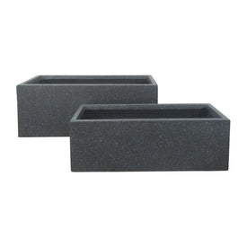 24"/28" Nested Rectangular Polyresin Planters Set of 2 - Gray