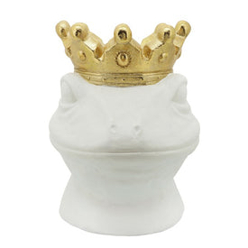 12" Polyresin Gecko Head Planter with Crown - White