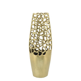 20" Aluminum Cut-Out Vase - Gold