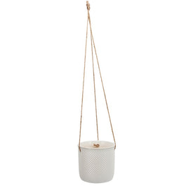 7" Diamond Dots Hanging Planter - White
