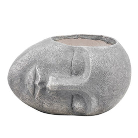 14" Polyresin Face Planter - Bluish Gray