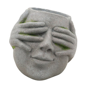9" No See Polyresin Planter - Gray