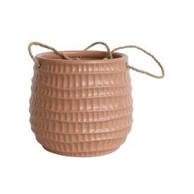 6" Dimpled Hanging Planter - Rose Pink