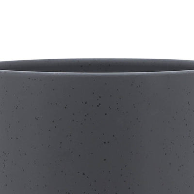 10" Speckled Ceramic Planter with Wood Stand - Matte Gray
