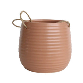 6" Ribbed Hanging Planter - Rose Pink