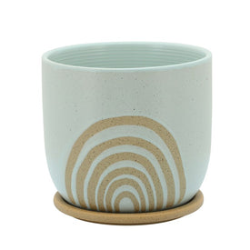 7" Arch Ceramic Planter with Saucer - Mint