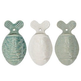 5" Ceramic Fish Wall Decor Set of 3 - Teal/White