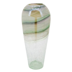 17" Crackled Glass Vase - Clear