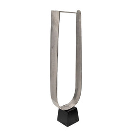 35" Metal Sculpture with Base - Silver