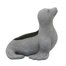 Polyresin Sea Lion Planter - Gray