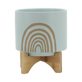 9" Arch Ceramic Planter with Stand - Mint