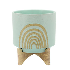 12" Arch Ceramic Planter with Stand - Mint