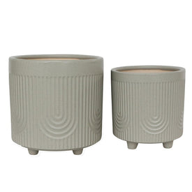 6"/8" Bravais Footed Ceramic Planters Set of 2 - Sage