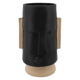 22" Polyresin Angry Comic Face Planter - Black