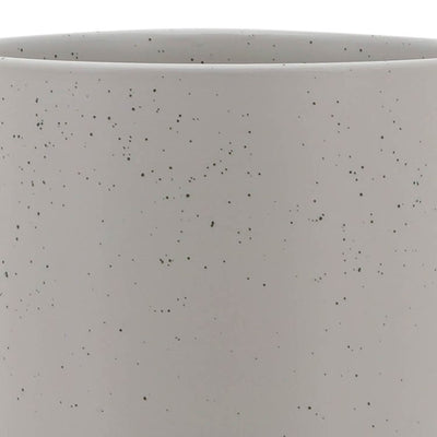 10" Speckled Ceramic Planter with Wood Stand - Matte Beige