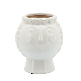 7" Grandma Face Planter - White