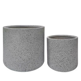 13"/16" Round Nested Polyresin Planters Set of 2 - White