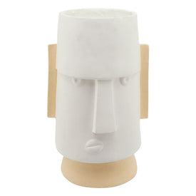 22" Polyresin Angry Comic Face Planter - White