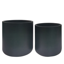 13"/16" Round Nested Polyresin Planters Set of 2 - Black