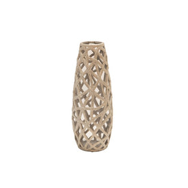 Ceramic 18" Cut-Out Vase - Champagne