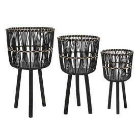 Bamboo Planters Set of 3 - Black