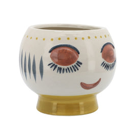 7" Ceramic Sleepy Face Planter - Multi