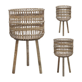 Woven Bamboo Planters Set of 3 - Brown